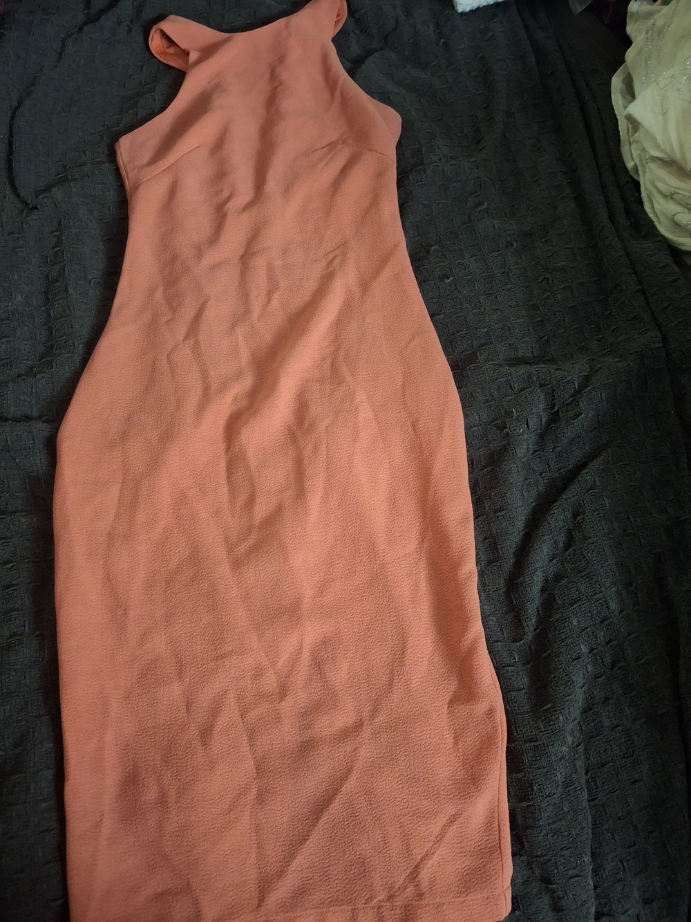 H&M Coral Sleeveless Midi Bodycon Dress